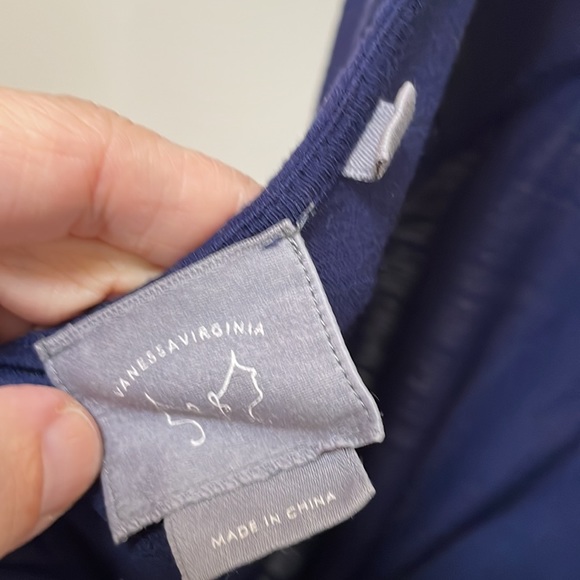 Anthropologie Vanessa Virgini Navy Boho Top - Picture 4 of 5